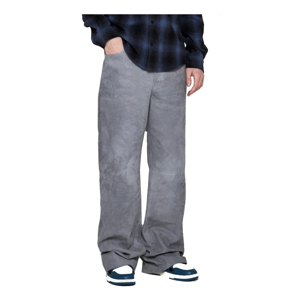 Amiri Straight Jeans met Suède-effect Gray Heren
