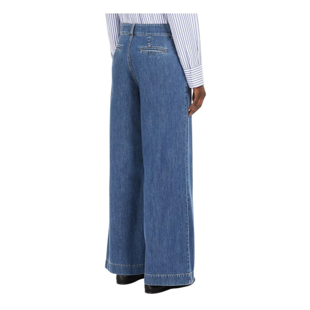 Max Mara Studio Wijde Pijp Denim Jeans Blue Dames