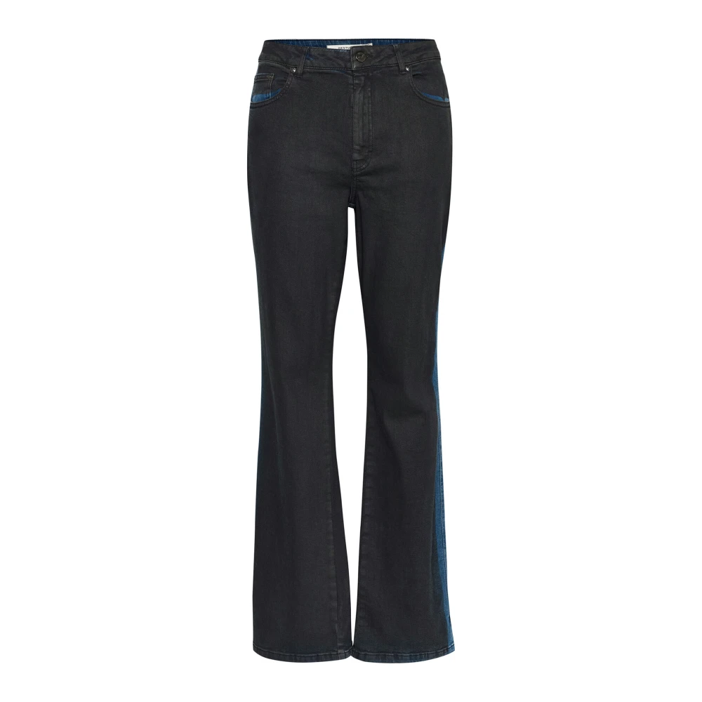 Gestuz Hoge taille rechte jeans met strepen Black Dames