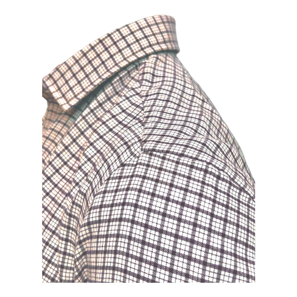Salvatore Piccolo Zachte Flanellen Bruin Geruite Overhemd Beige Heren