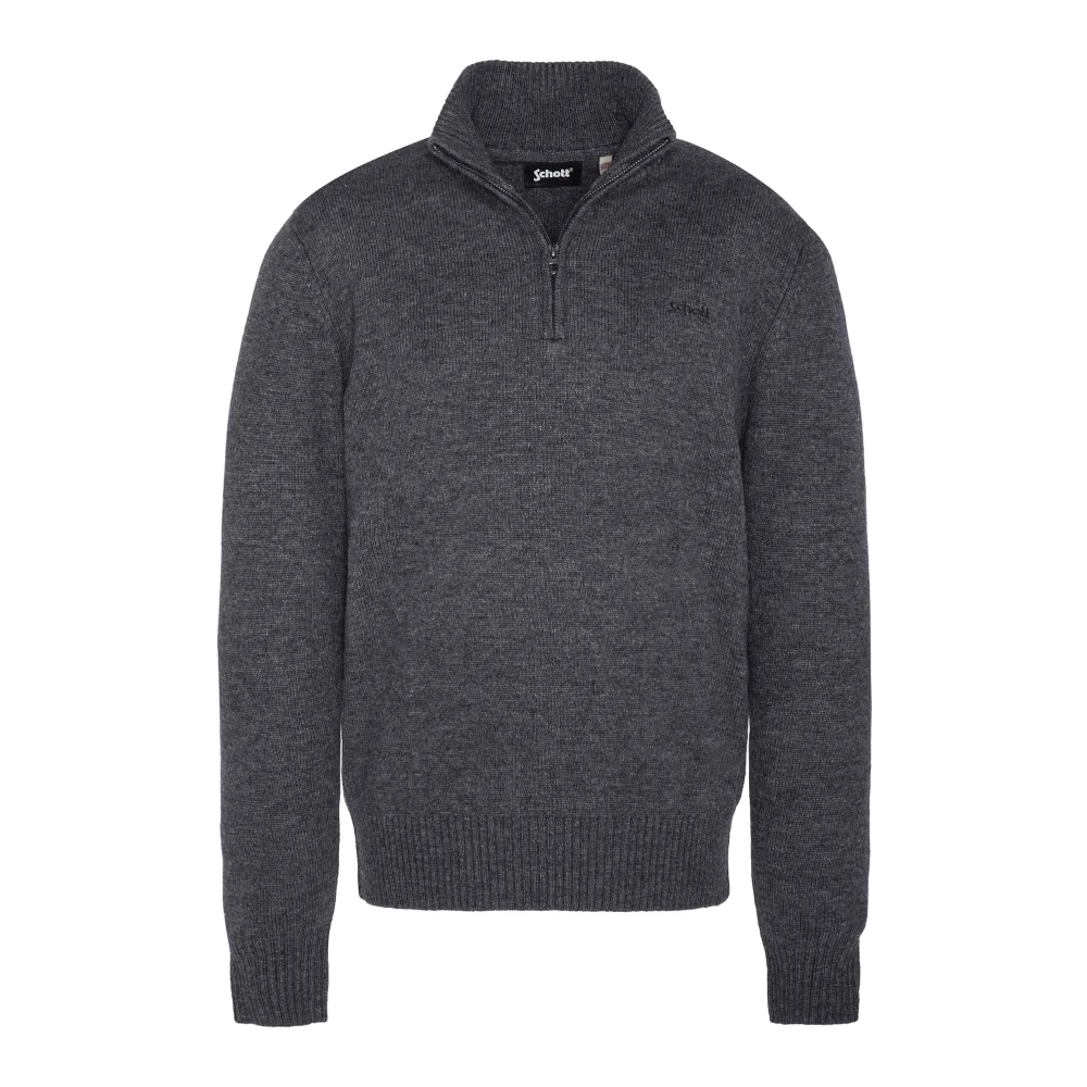 Schott NYC Gebreide Troyer Trui voor Mannen Gray Heren