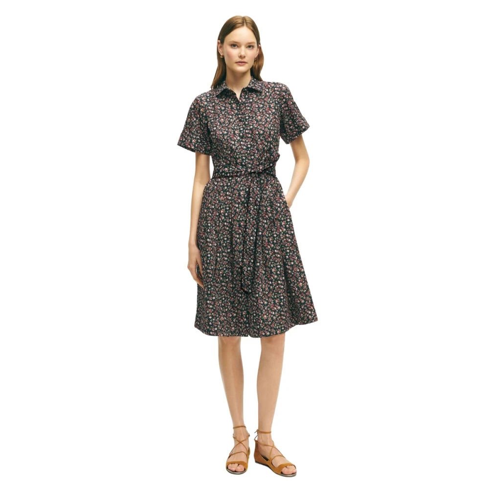 Brooks Brothers Bloemenprint Korte Katoenen Jurk Multicolor Dames