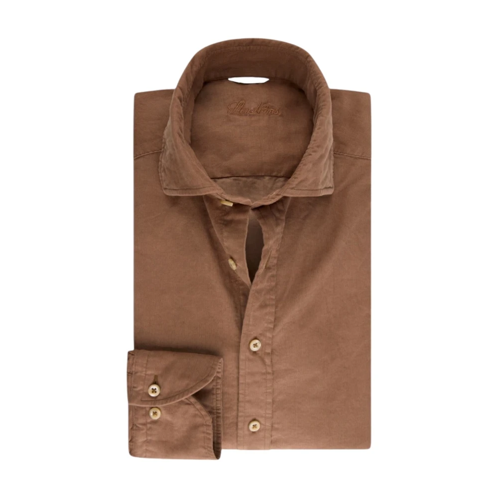 Stenströms Slim Fit Corduroy Overhemd Brown Heren