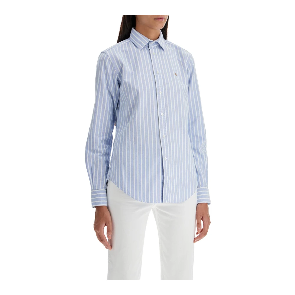 Polo Ralph Lauren Gestreept Oxford Overhemd Slim Fit Blue Dames