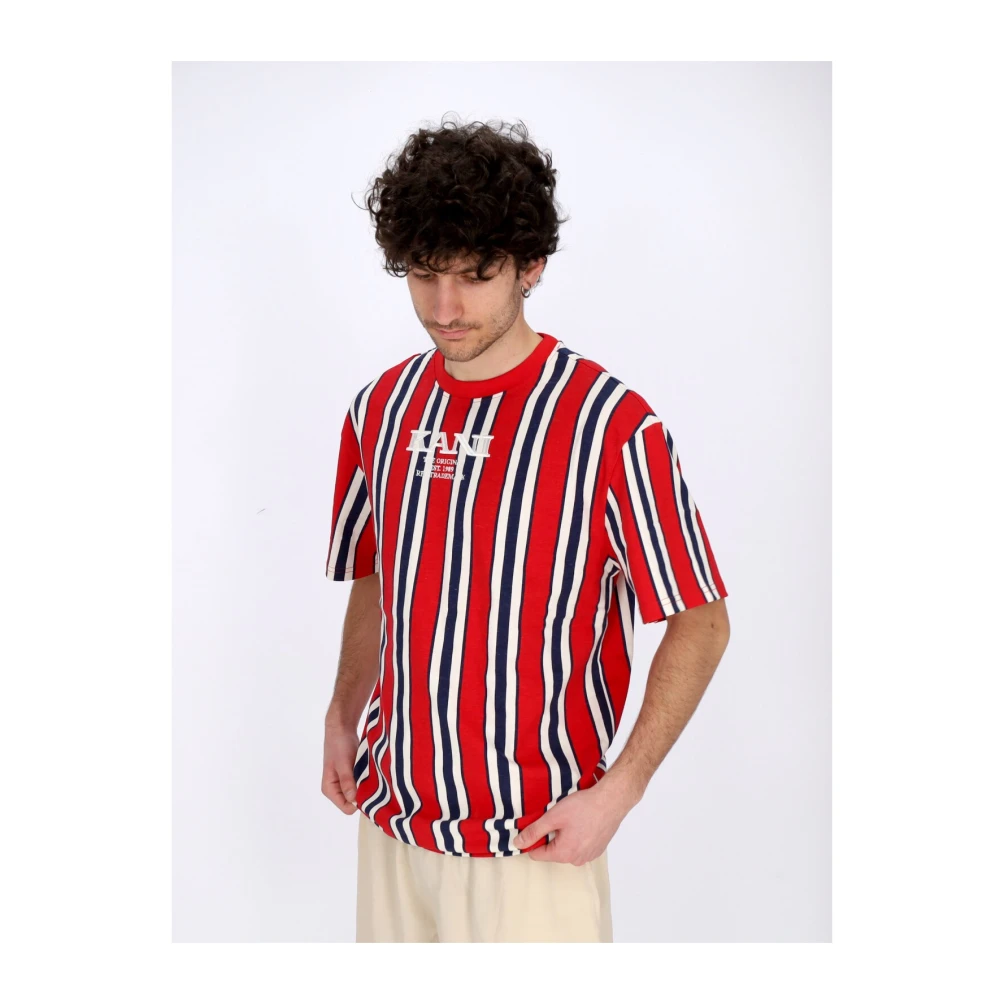 Karl Kani Retro Gestreept T-shirt Rood Blauw Off White Multicolor Heren