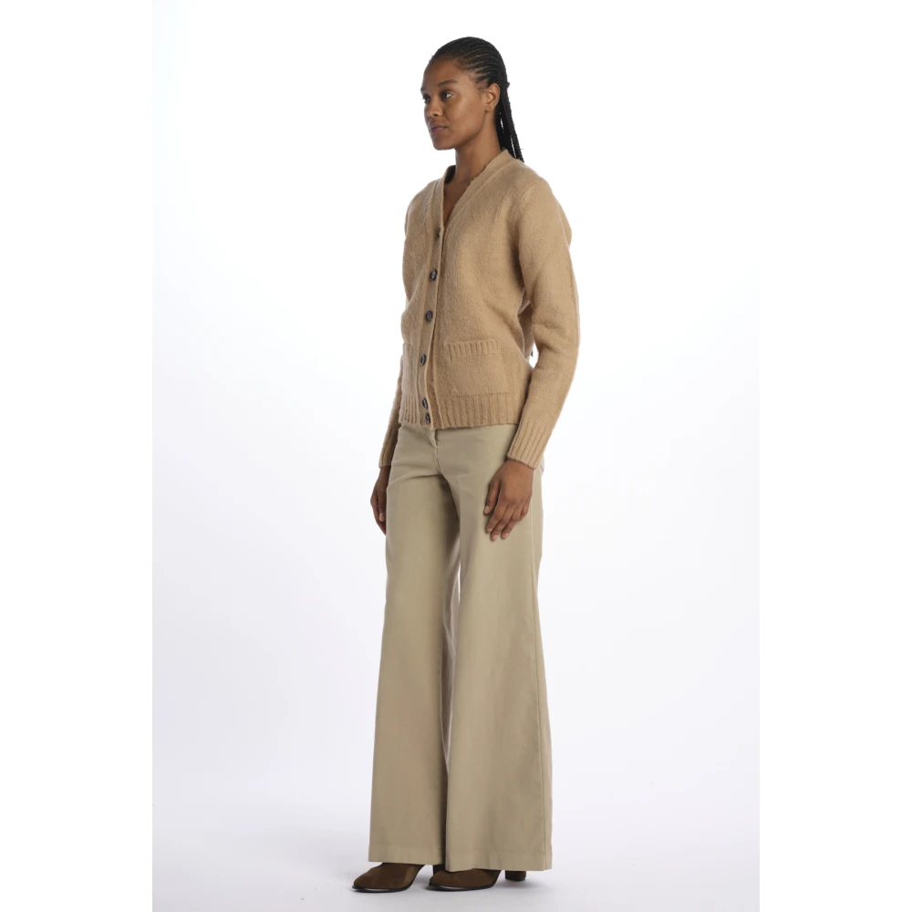 Aspesi Kameel Trui Shetland Vest Brown Dames