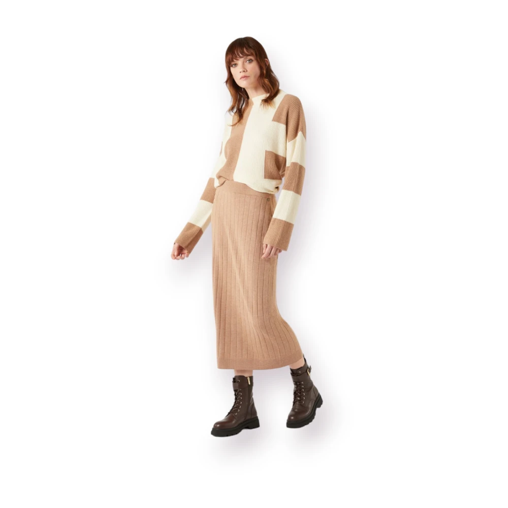 Pennyblack Gebreide Rok Zwart Label Beige Dames