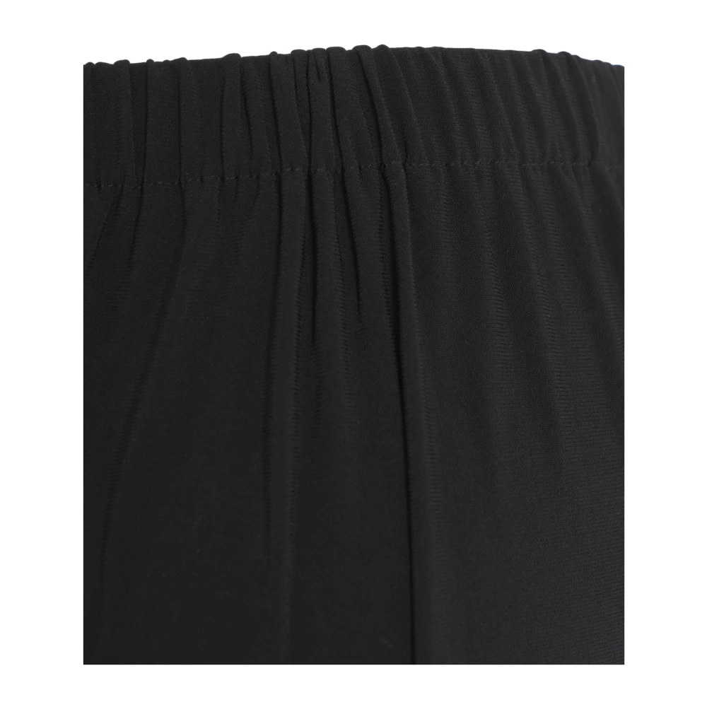 Norma Kamali Zwarte Geplooide Wijde Pijp Broek Black Dames