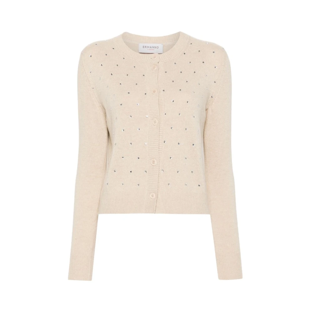 Ermanno Scervino Cardigan met strass en knoopsluiting Beige Dames