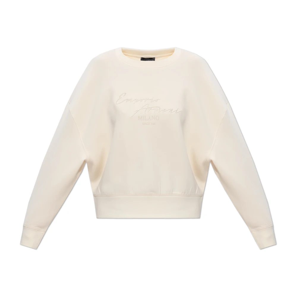 Emporio Armani Beige Sweatshirt Med Broderad Logotyp