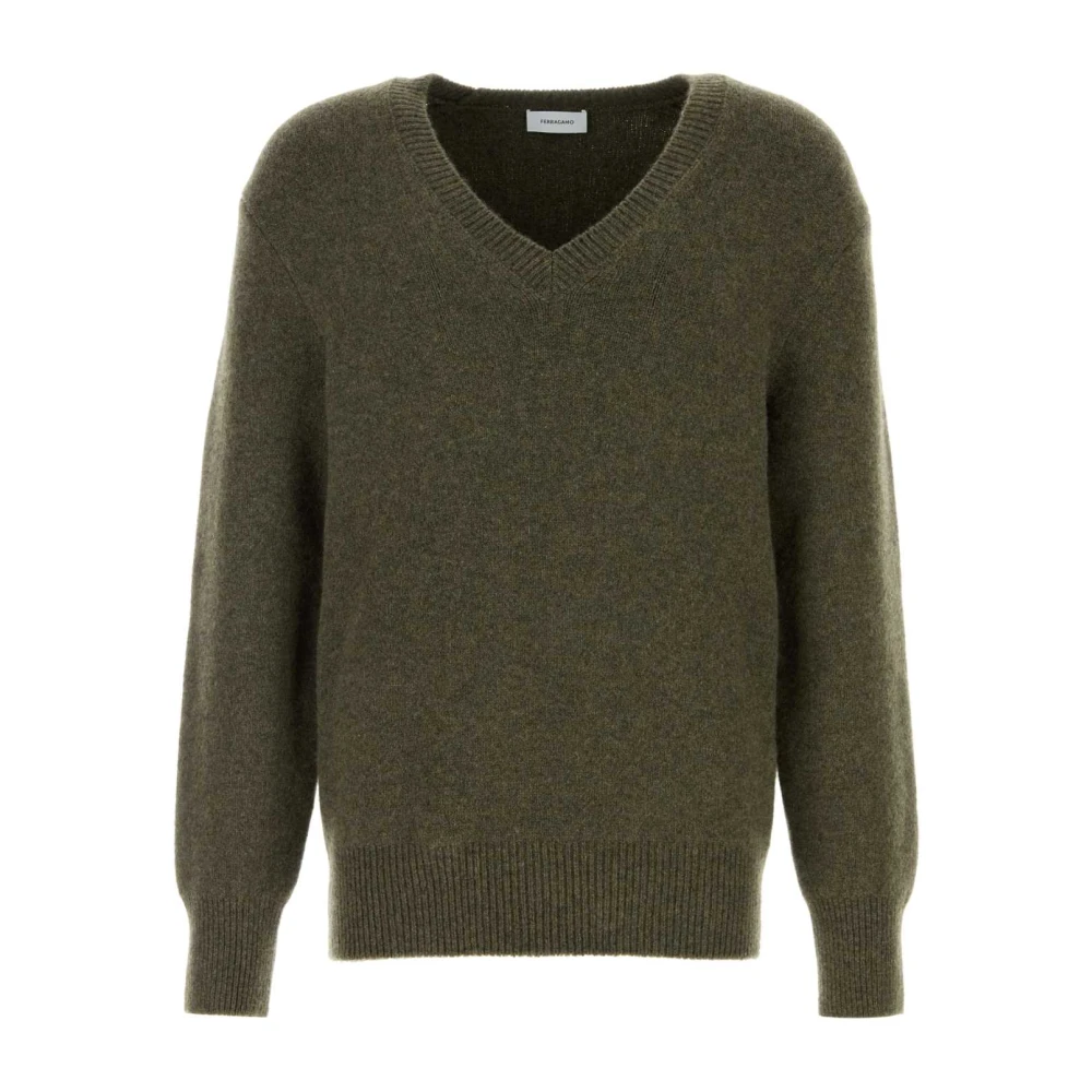 Ferragamo Uomo Verde - Maglione In Cashmere Scuro - Knitwear - M