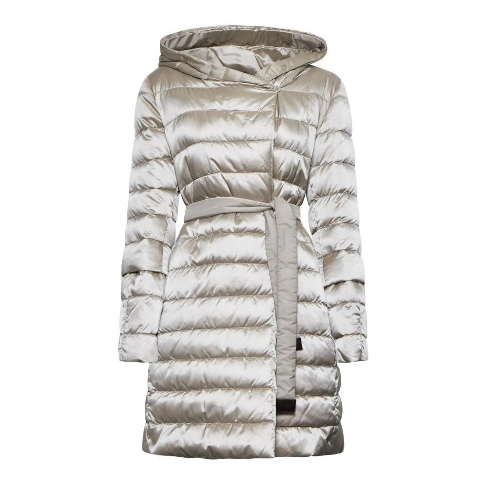 Max Mara Grijze Gewatteerde Donsjas met Capuchon Gray Dames