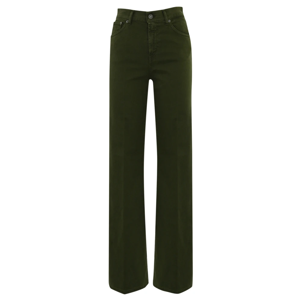 Dondup Groene Wijde Pijp Katoenen Broek Green Dames