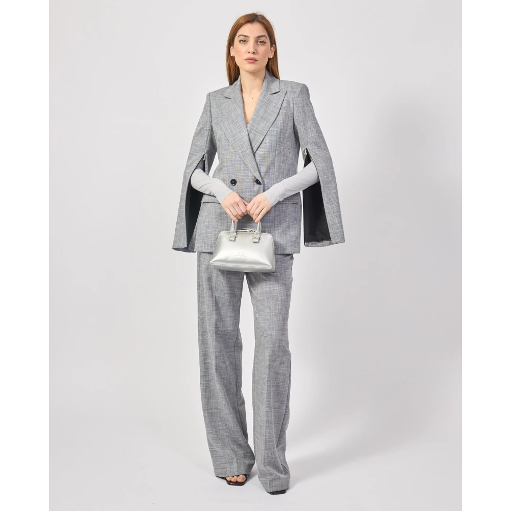 PATRIZIA PEPE Essentiële Grijze Jassen Dubbel-Borst Design Gray Dames