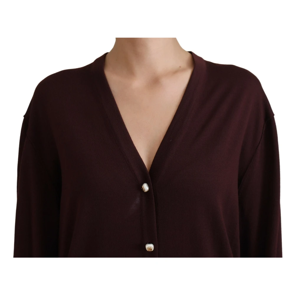 Dolce & Gabbana Chique kastanjebruine V-hals vest Brown Dames