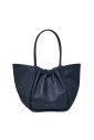 blue-ruched-tote-bag-magnetic-closure