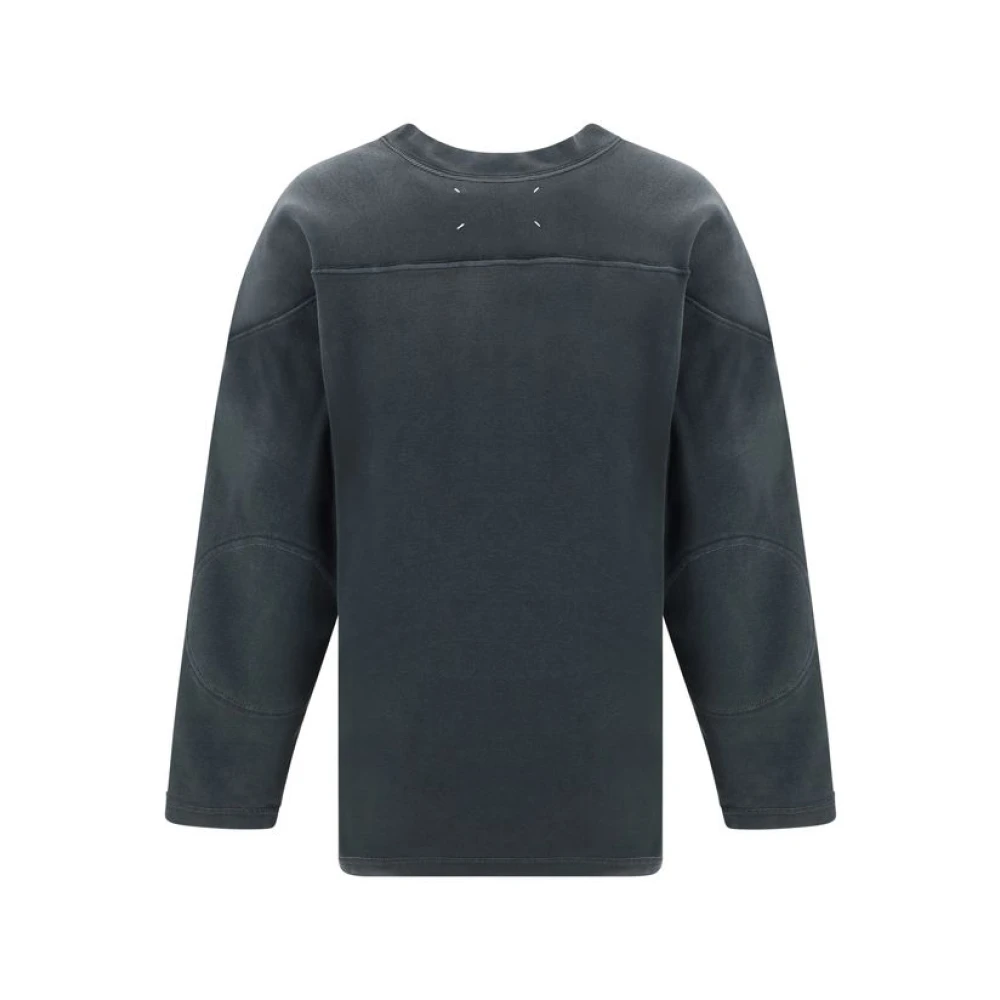 Maison Margiela Geribbeld katoenen sweatshirt met logoborduursel Black Dames
