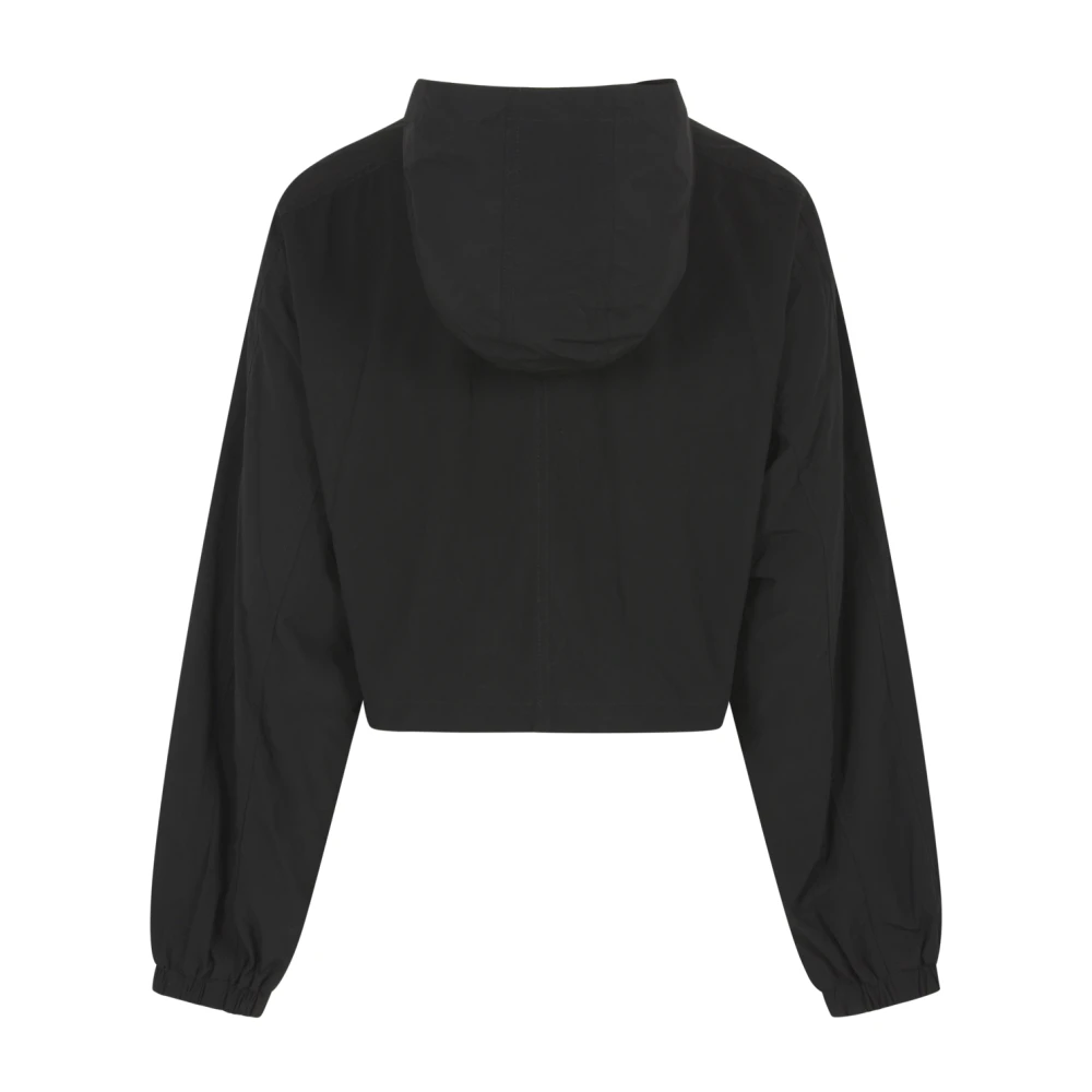 alexander wang Zwarte Hooded Cropped Rits Jas Black Dames