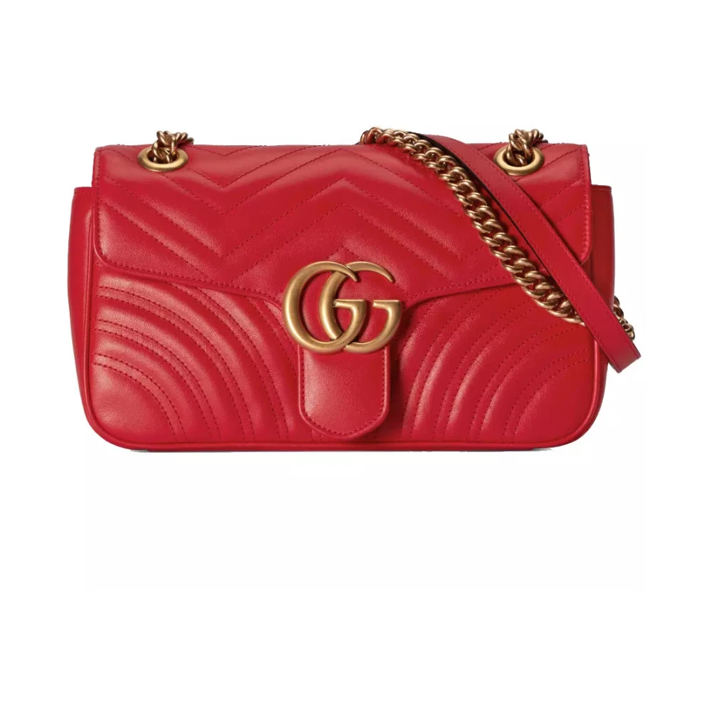 Gucci Rode Leren Crossbody Tas met Ketting Sluiting Red Dames