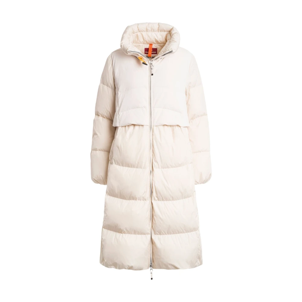 Parajumpers Kvinno Beige Kappor & Rockar Dam, 2XS, Polyester, Eyma - Lång Nedjacka