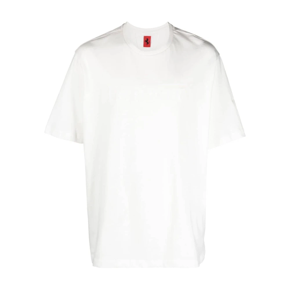 Ferrari Logo-Print Katoenen T-Shirt White Heren