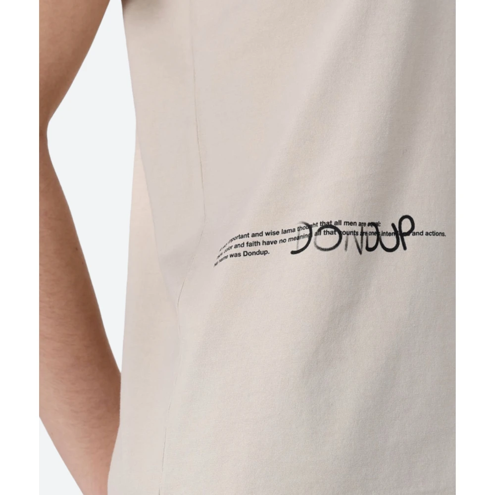 Dondup Logo Katoenen T-shirt Vierkante Snit Beige Dames