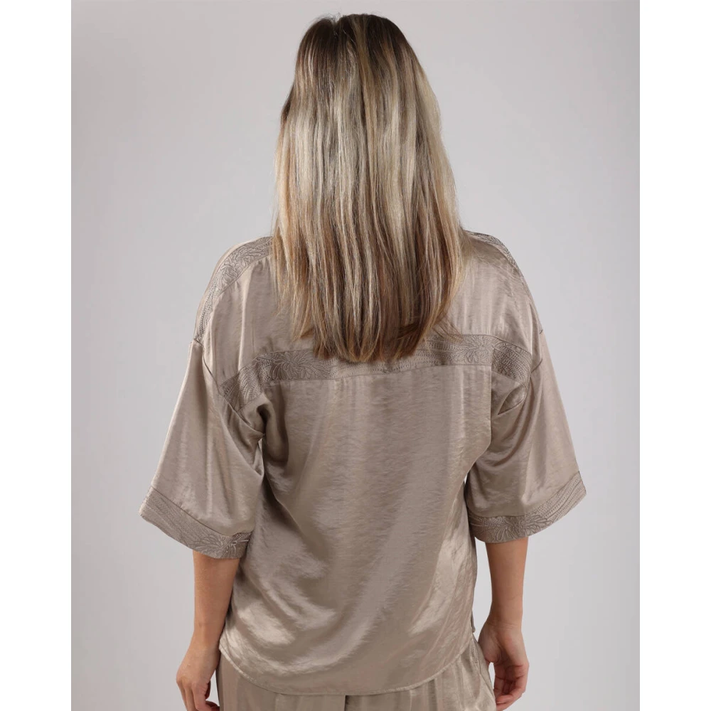 Nukus Zijden Nina Top Beige Dames