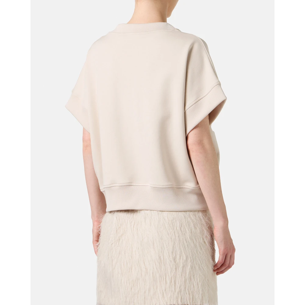 Iceberg Stoffen sweatshirt met korte mouwen in stof met duikuitstraling Beige Dames