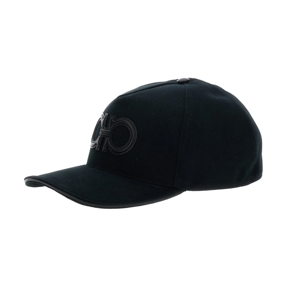 Salvatore Ferragamo Zwarte baseballpet met Gancini-detail Black Heren