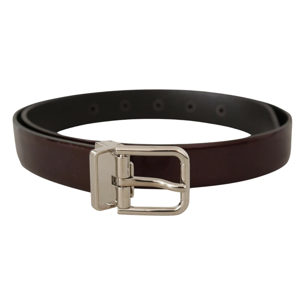 Dolce & Gabbana Mannelijk Bruin Patentleren Metalen Gesp Riem