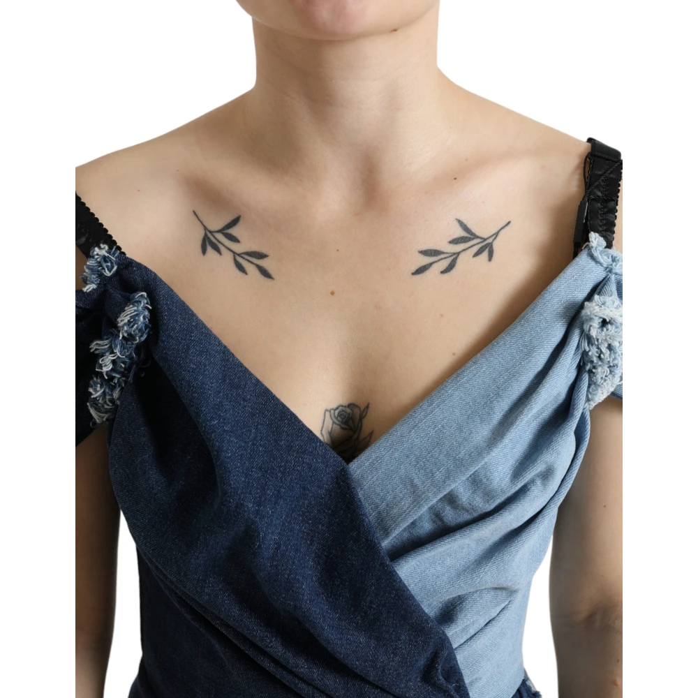 Dolce & Gabbana Blauwe tweedelige elegante kokerjurk Blue Dames