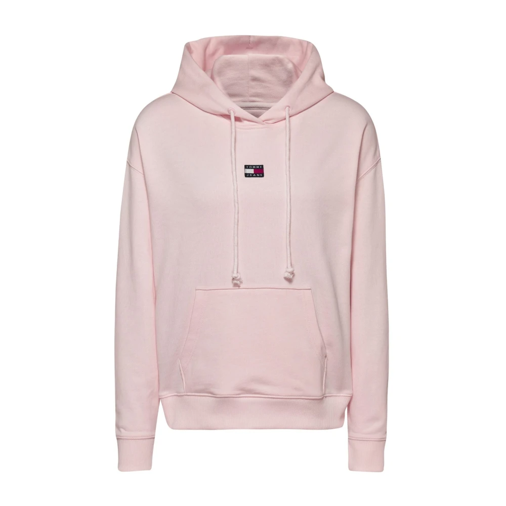 Tommy Jeans Women's Pink Hoodies, S, Logo Rosa Cotton T-Shirt