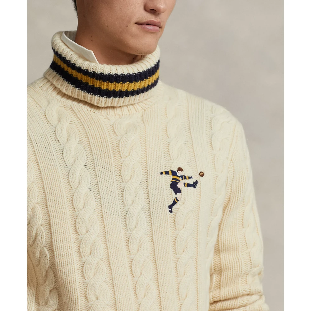 Ralph Lauren Kabel Gebreide Wollen Blend Turtleneck Beige Heren