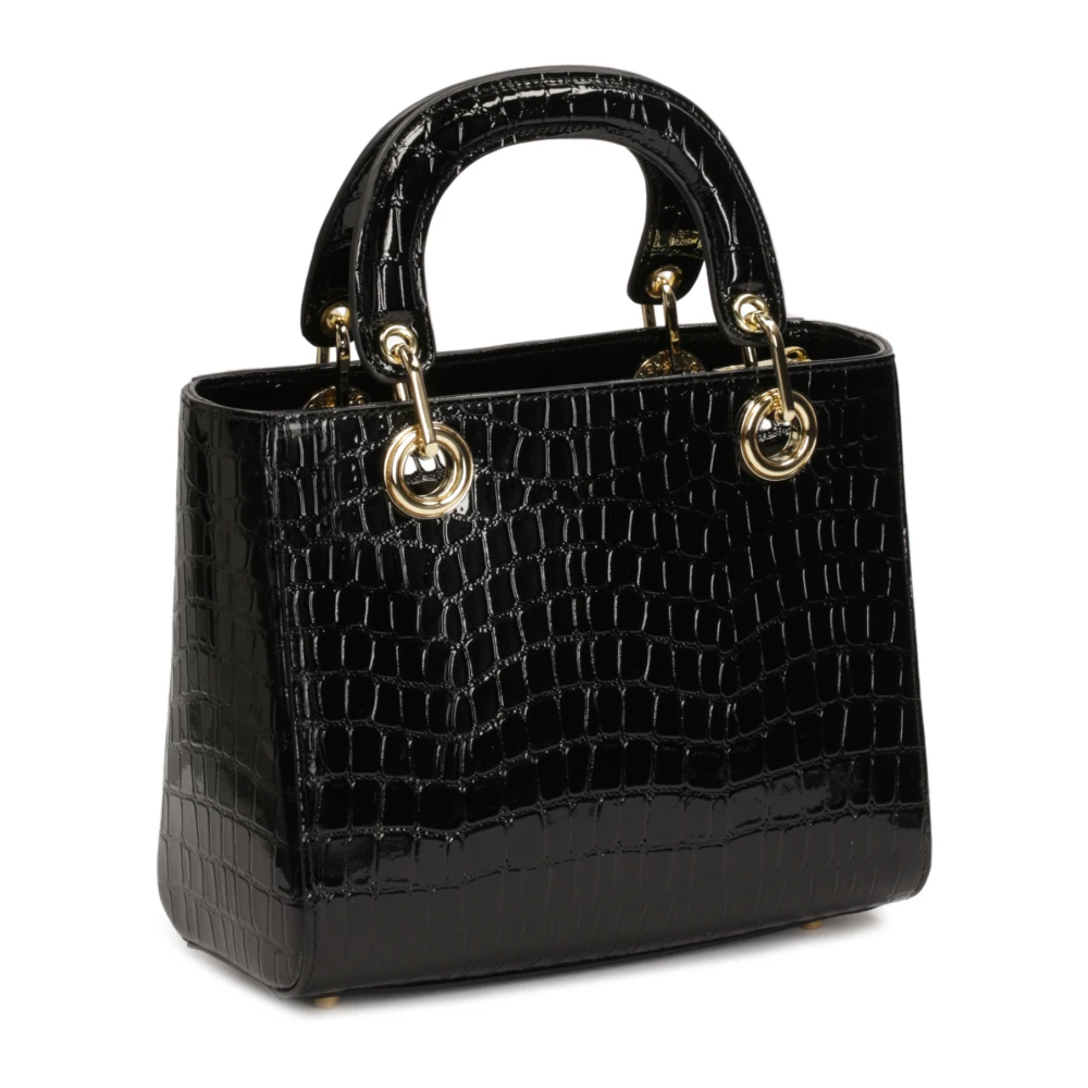 Kazar Elegante leren handtas met handgrepen geaccentueerd door print Black Dames