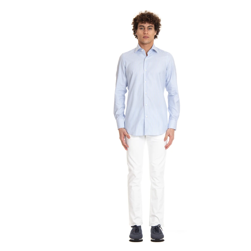 Finamore Handgemaakt Wit Overhemd Multicolor Heren