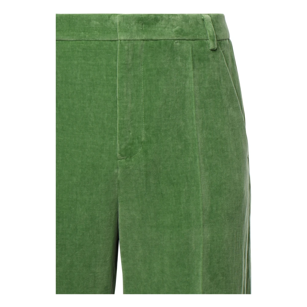 Valentino Garavani Groene Fluwelen Broek met Geborduurde Details Green Heren