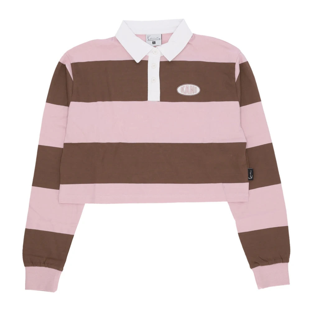 Karl Kani Randig Rugby Långärmad Crop Top Pink, Dam