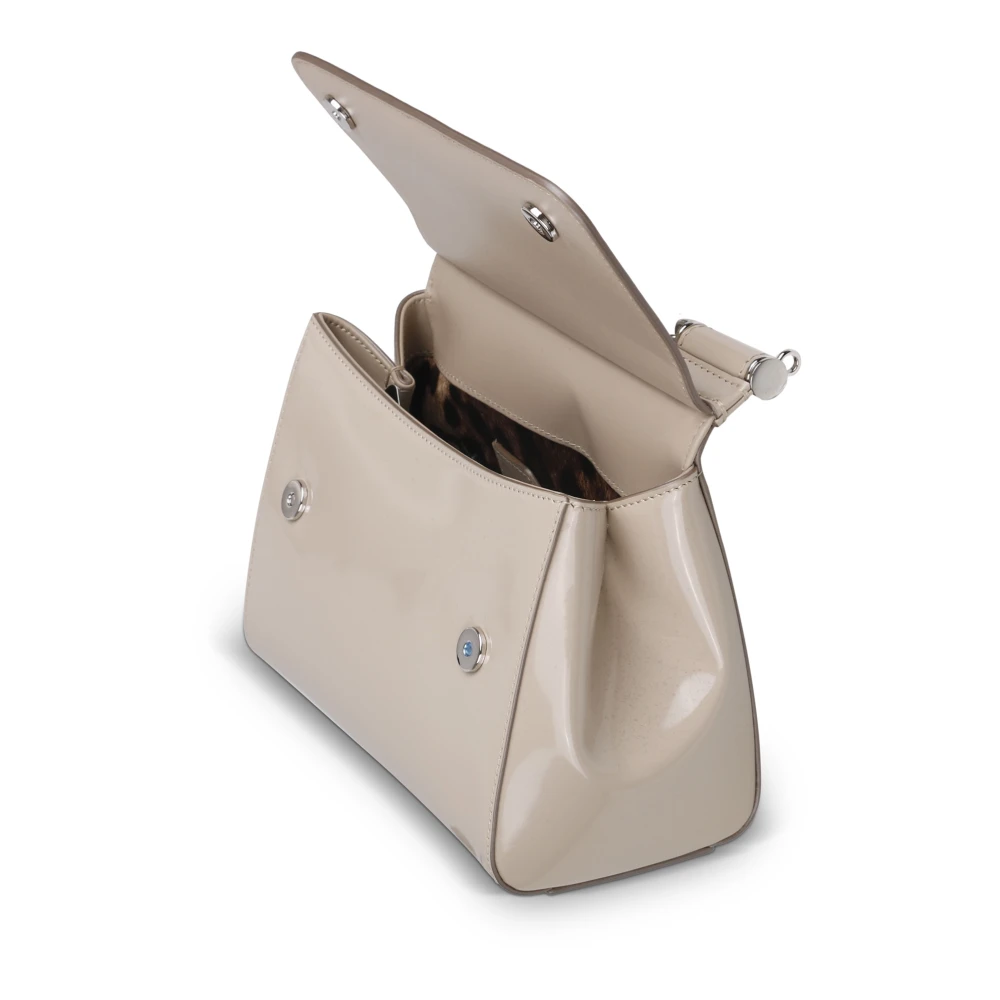 Dolce & Gabbana KIM Logo-Plaque Sicily Tas Luxe Italiaanse Handtas Beige Dames
