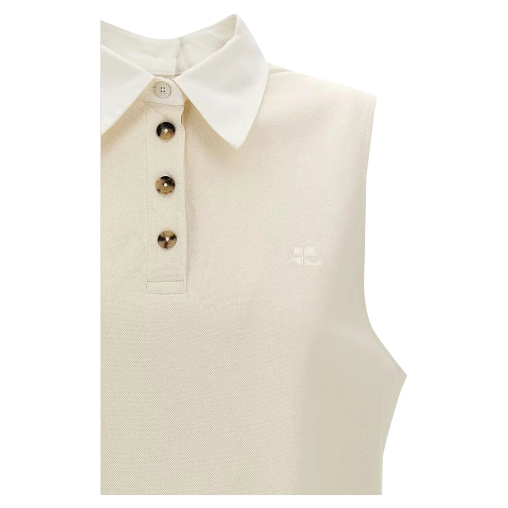 Courrèges Mouwloos Poloshirt Beige Dames