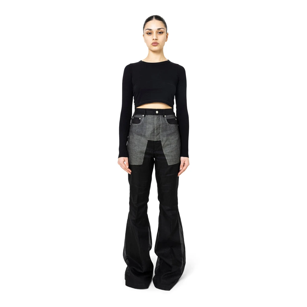 Rick Owens Zwarte Geknipte Gebreide Top Black Dames