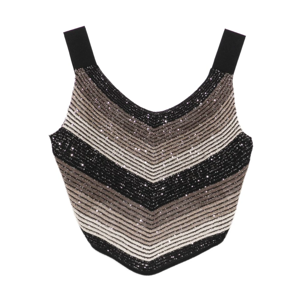 D.exterior Women's Multicolor Sleeveless Tops, S, Striped Sequin Top With Straps