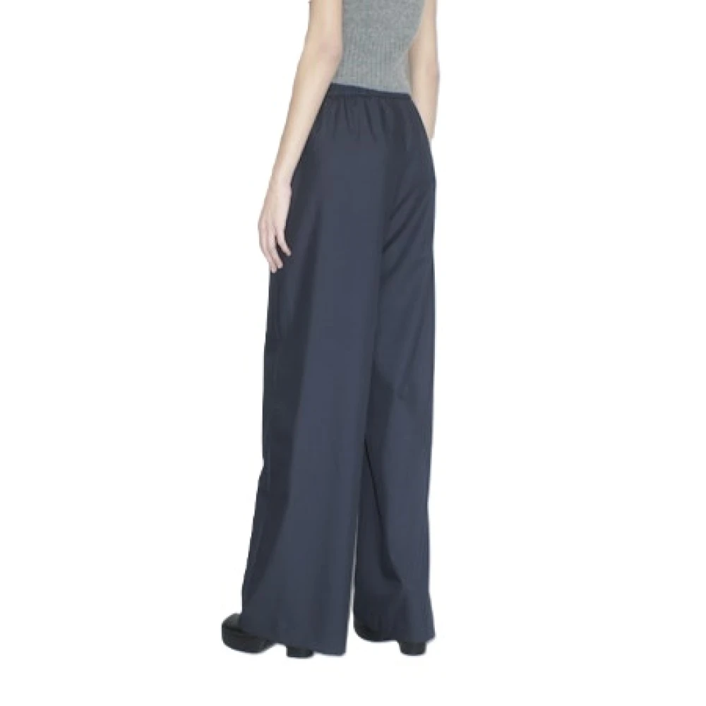 Odeeh Marine Wollen Broek Elastische Taille Zakken Blue Dames
