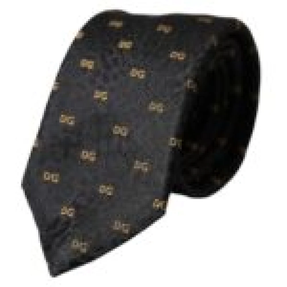 Dolce & Gabbana Zwarte zijden stropdas met logo Black Heren