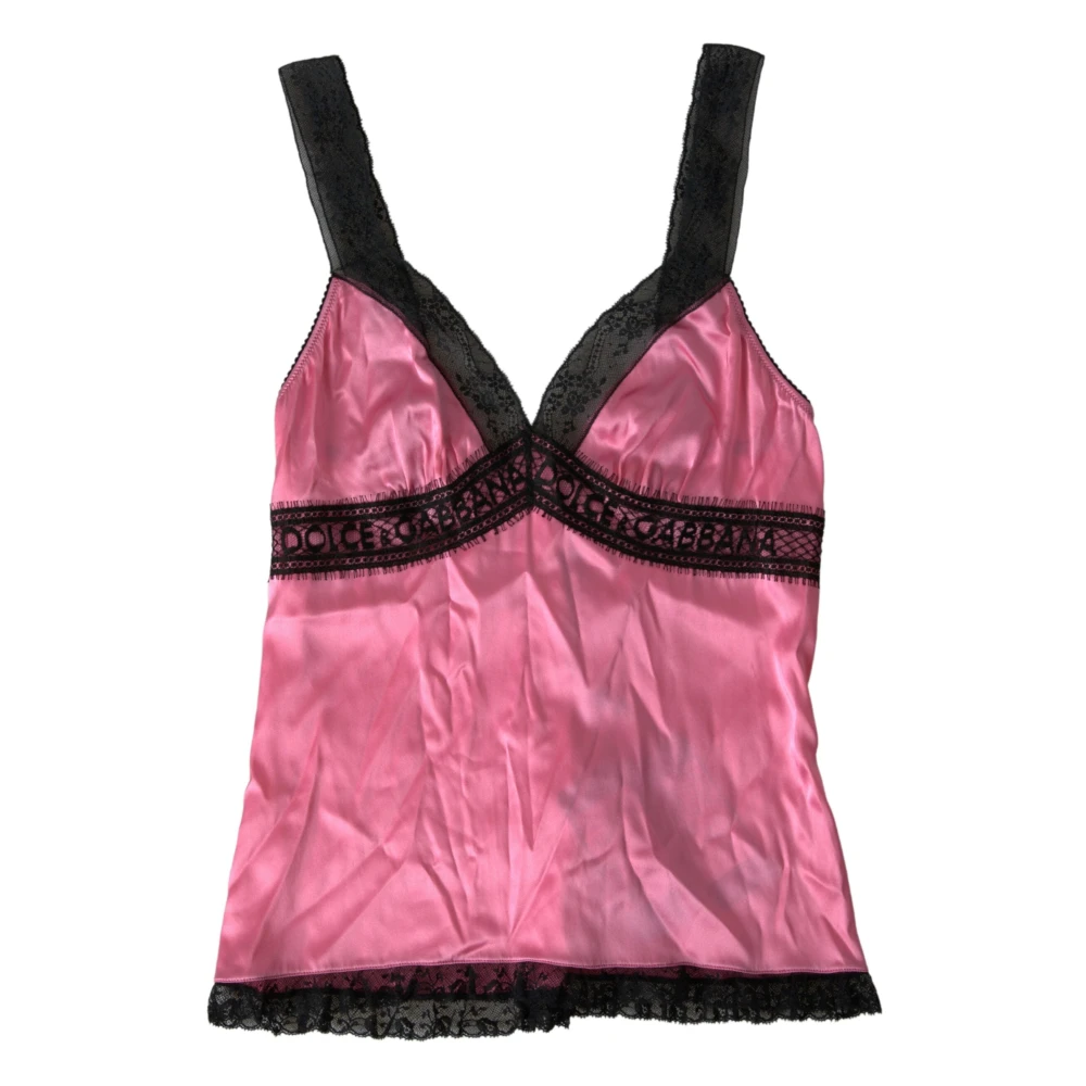 Dolce & Gabbana Women's Pink Lace Silk Camisole Top - Sleeveless Tops - S - Tops