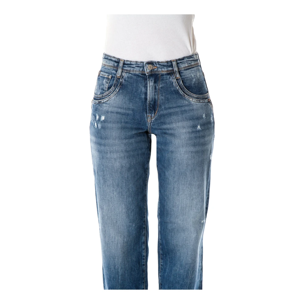 Le Temps Des Cerises Straight Fit Mid Waist Jeans Blue Dames