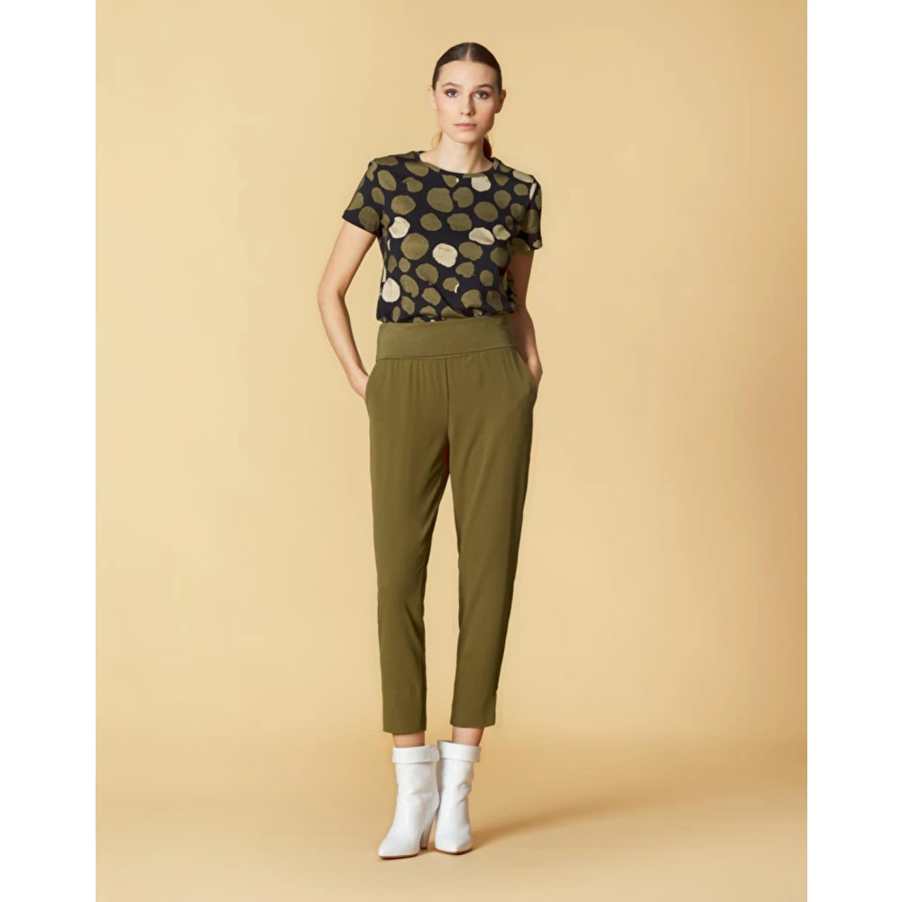 Manila Grace Stijlvolle Slim-Fit Broek Upgrade Garderobe Green Dames