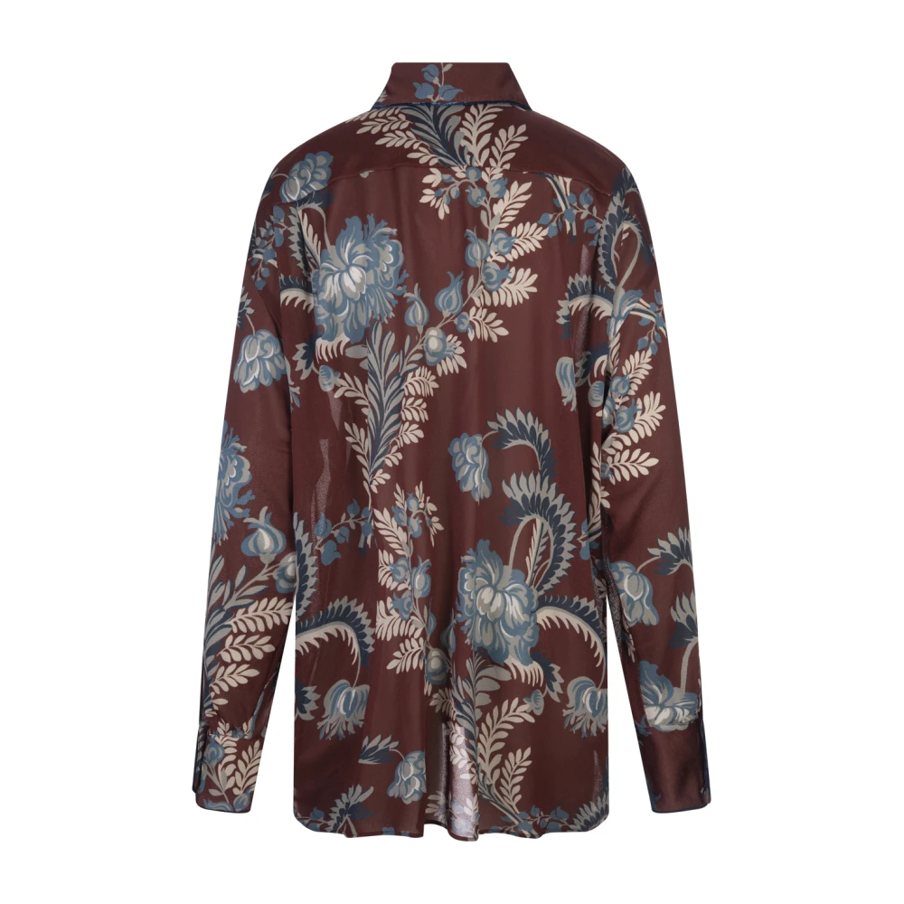 ETRO Burgundy Floral Foliage Print Shirt Multicolor Dames