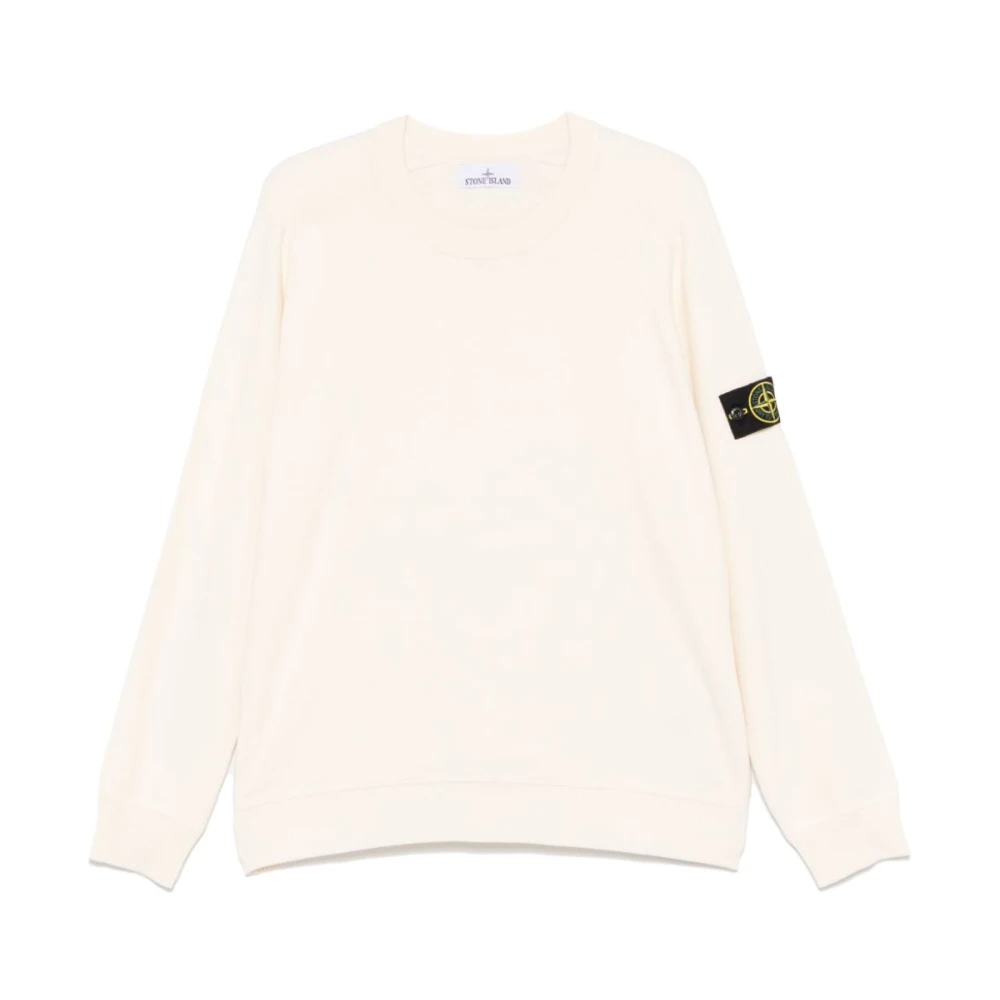 Stone Island Men's Beige Sweatshirts,, Cotton Jumper With Compass Logo Small