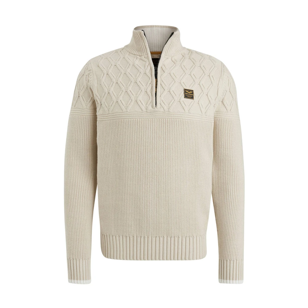 PME LEGEND Heren Truien & Vesten Half Zip Collar Cotton Mix Yarn Beige