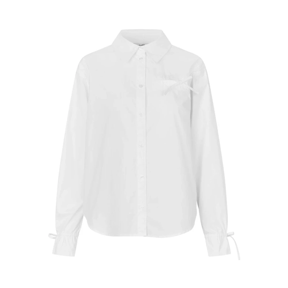 mbyM Vit Puffärm V-ringad Blus White, Dam